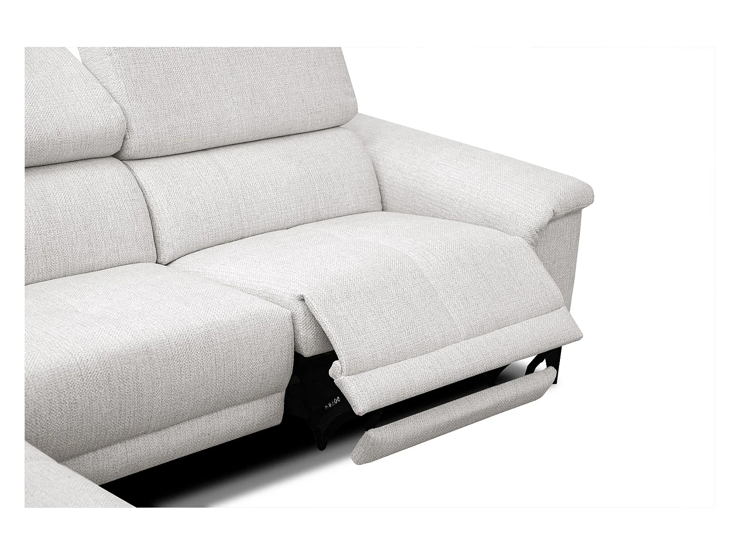 Canapé d'angle gauche 4 places avec un relax électrique tissu écru - Matera