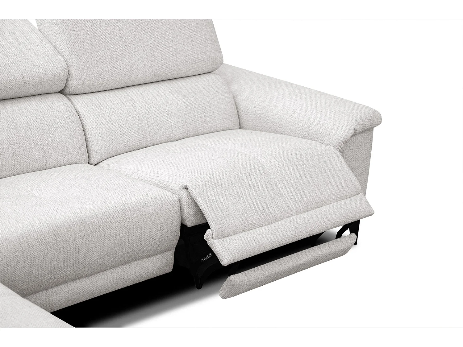 Canapé d'angle gauche 4 places avec un relax électrique tissu écru - Matera