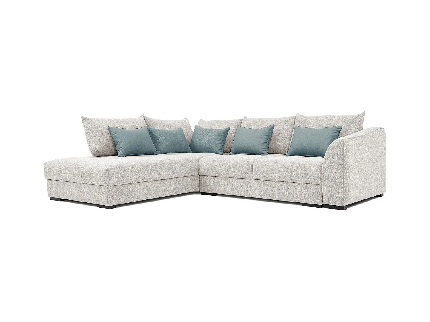 Canapé d'angle gauche 5 places convertible tissu beige - Elbe
