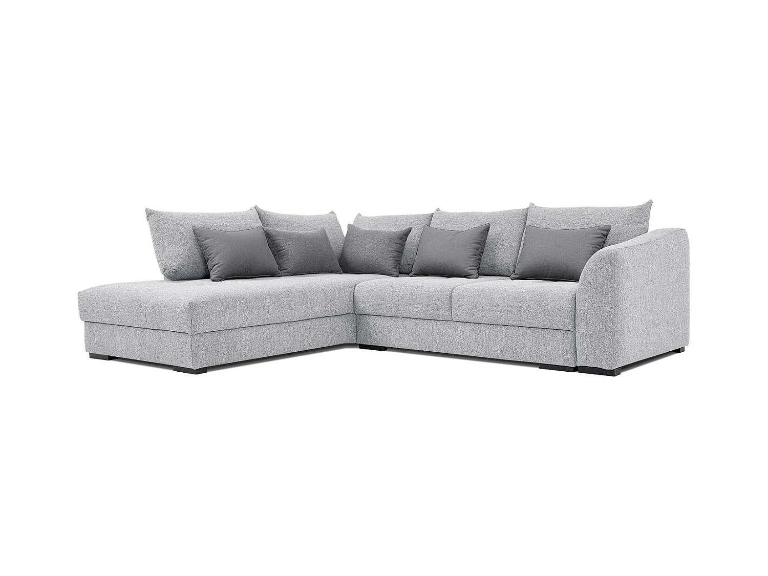 Canapé d'angle gauche 5 places convertible tissu gris clair - Elbe