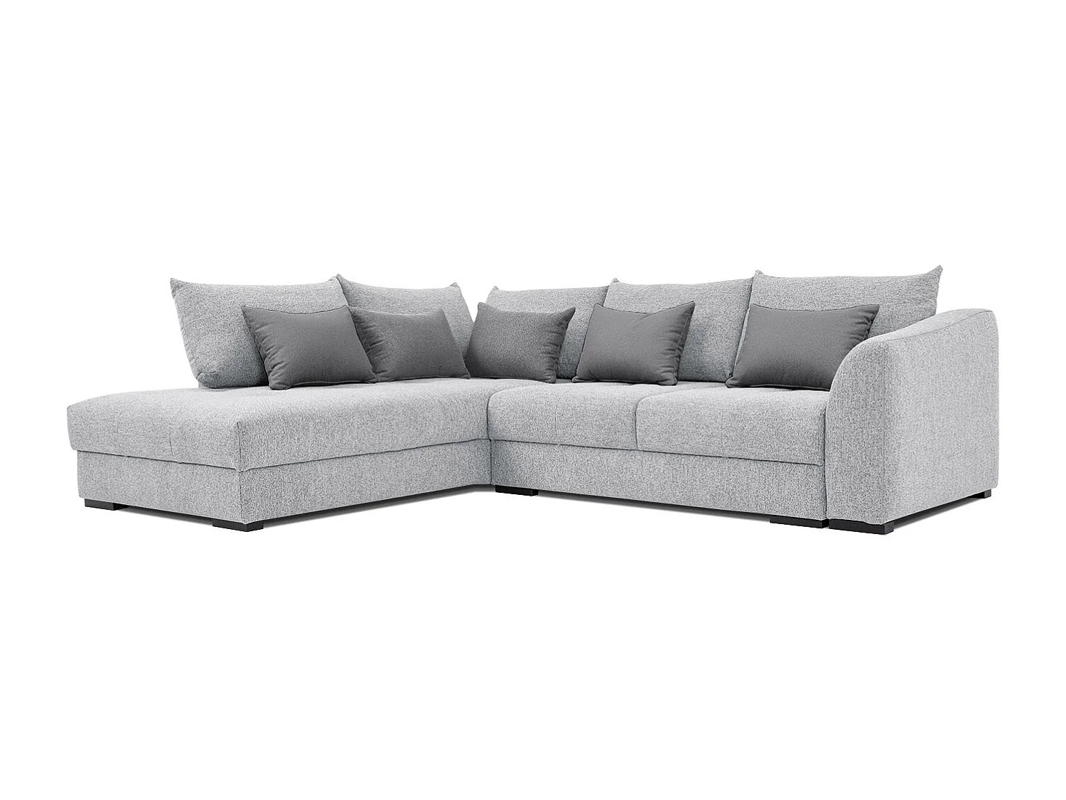 Canapé d'angle gauche 5 places convertible tissu gris clair - Elbe