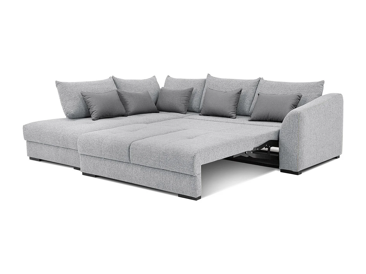 Canapé d'angle gauche 5 places convertible tissu gris clair - Elbe