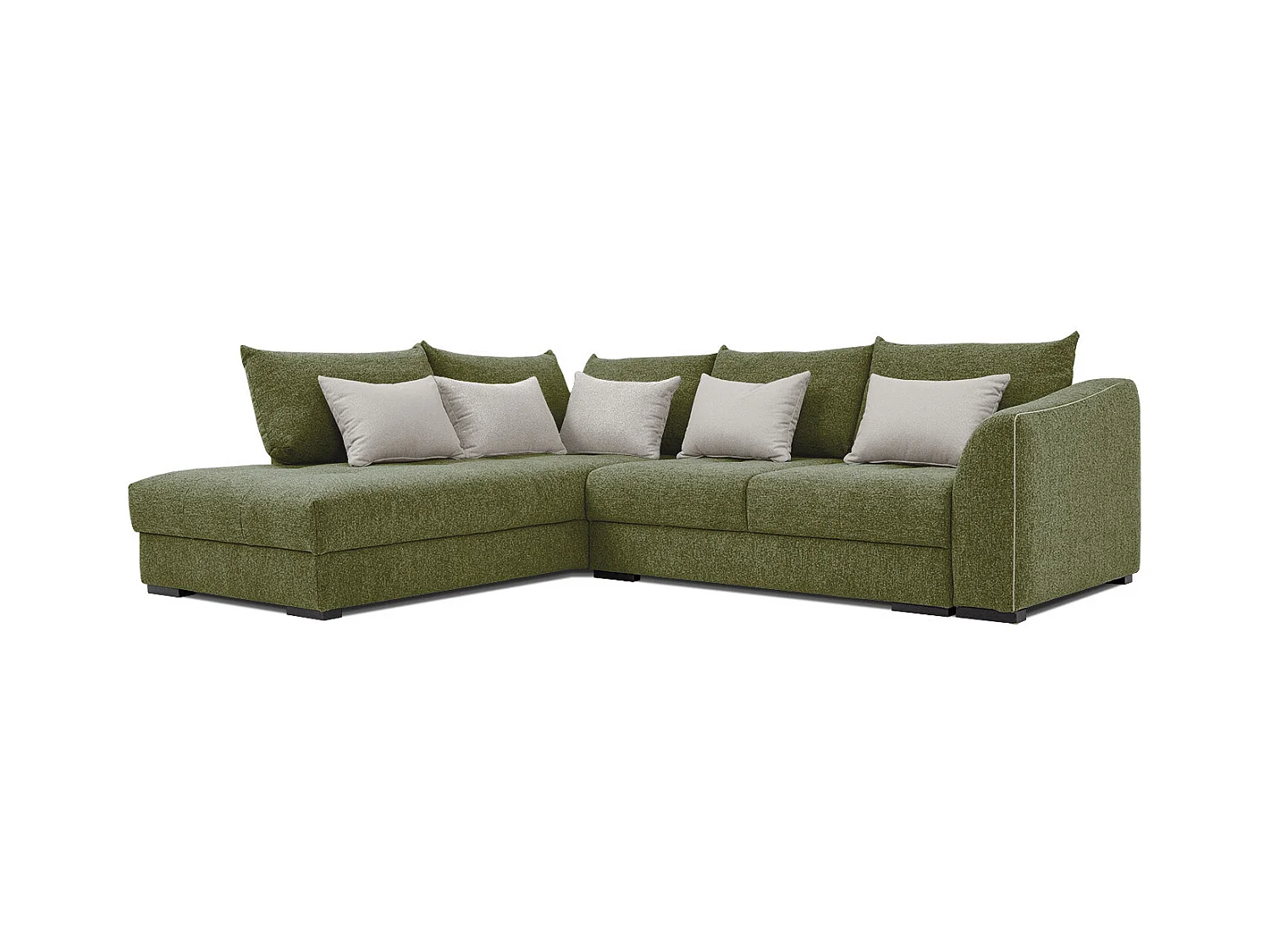 Canapé d'angle gauche 5 places convertible tissu vert foncé - Elbe