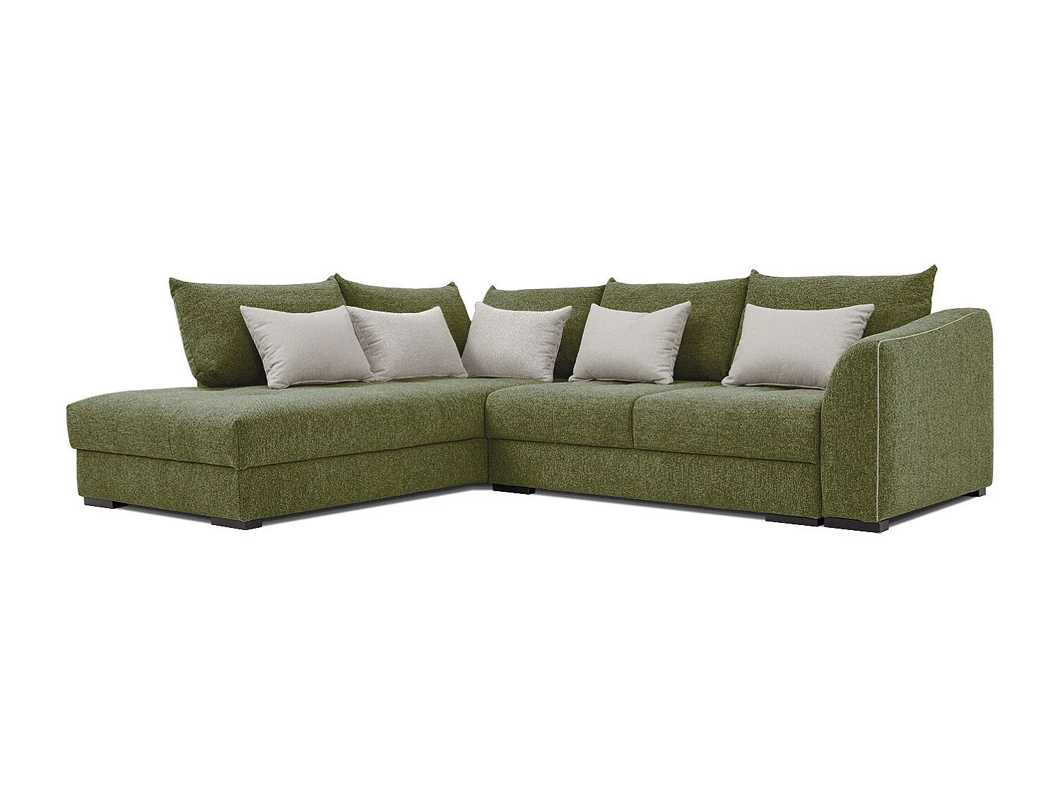 Canapé d'angle gauche 5 places convertible tissu vert foncé - Elbe