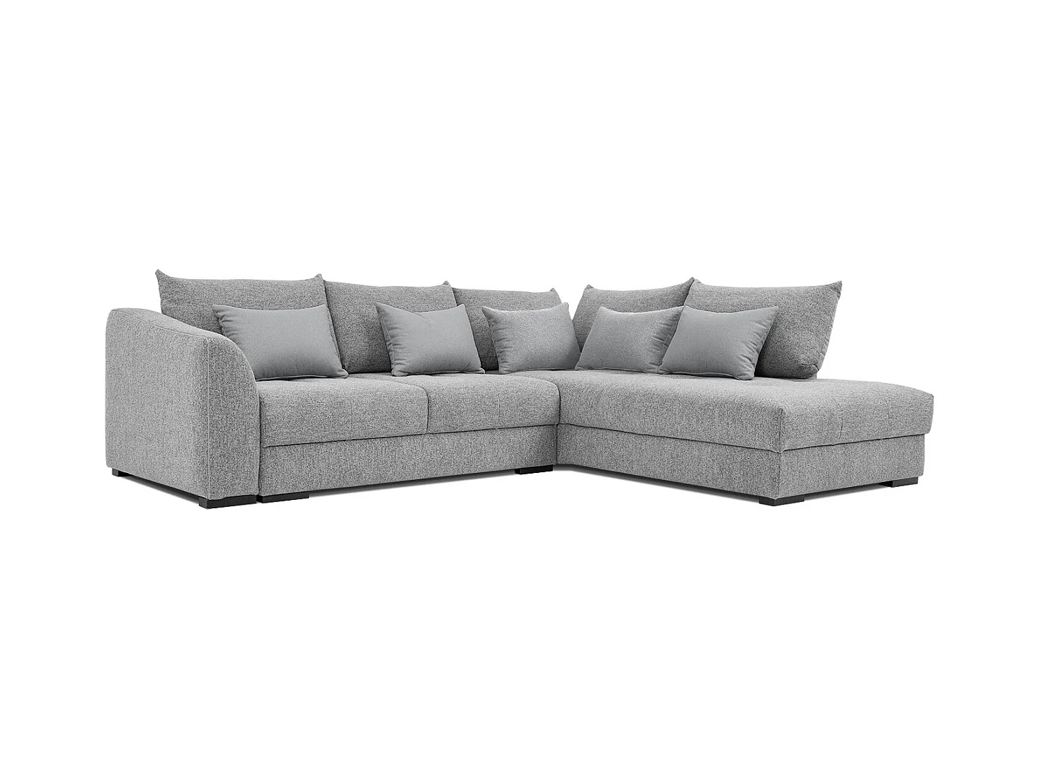 Canapé d'angle droit 5 places convertible tissu gris moyen - Elbe