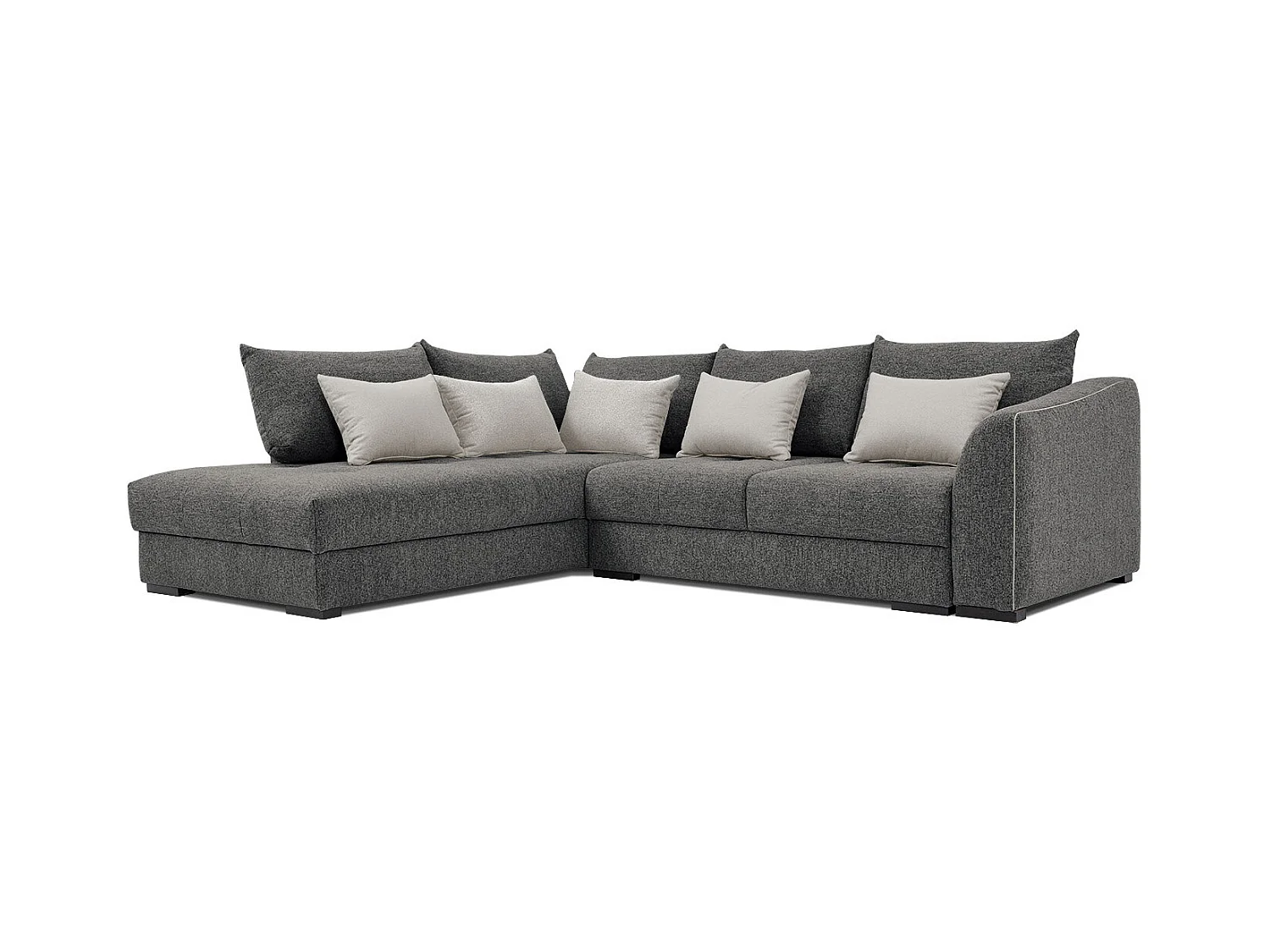 Canapé d'angle gauche 5 places convertible tissu gris - Elbe