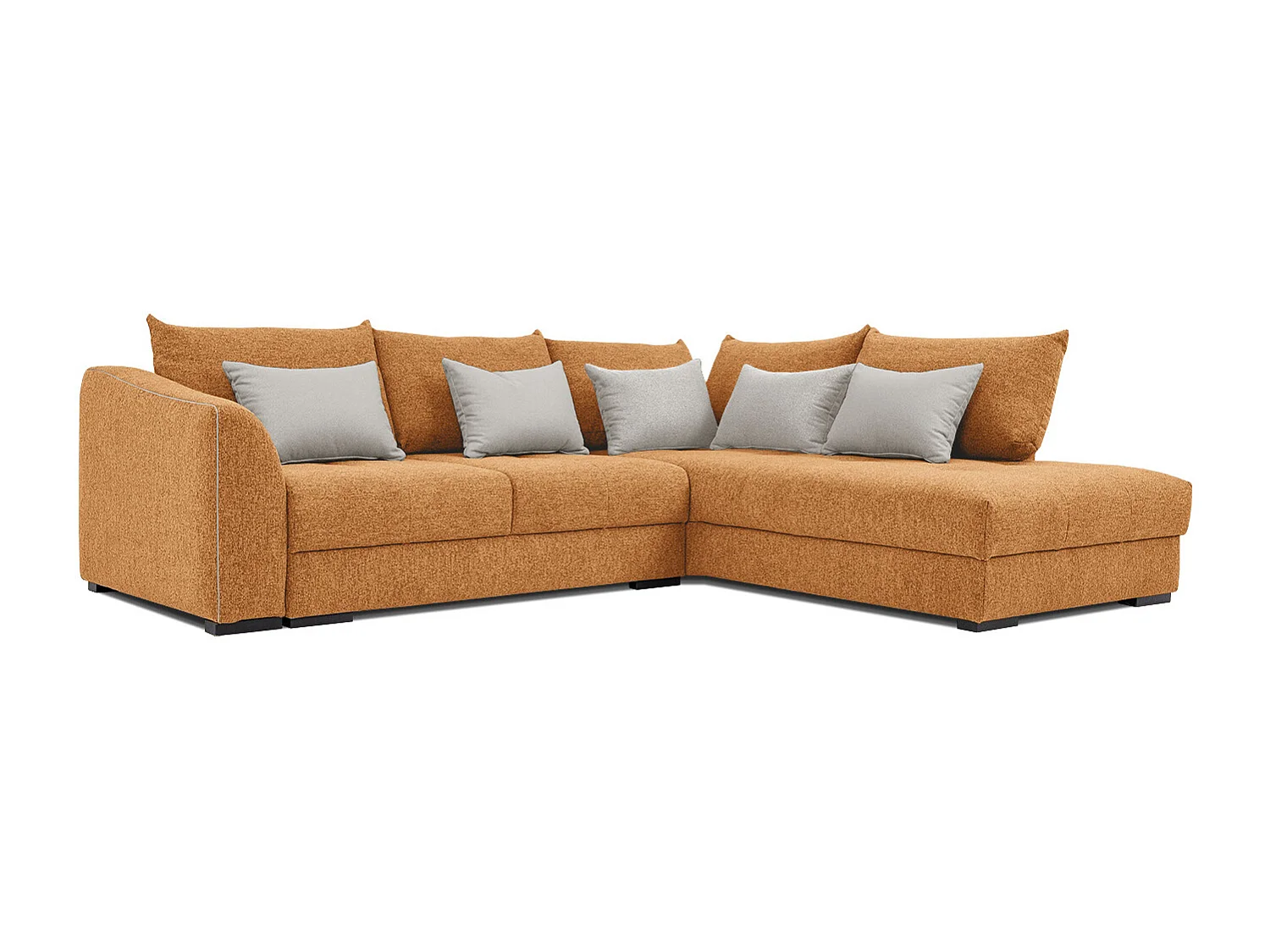 Canapé d'angle droit 5 places convertible tissu orange - Elbe