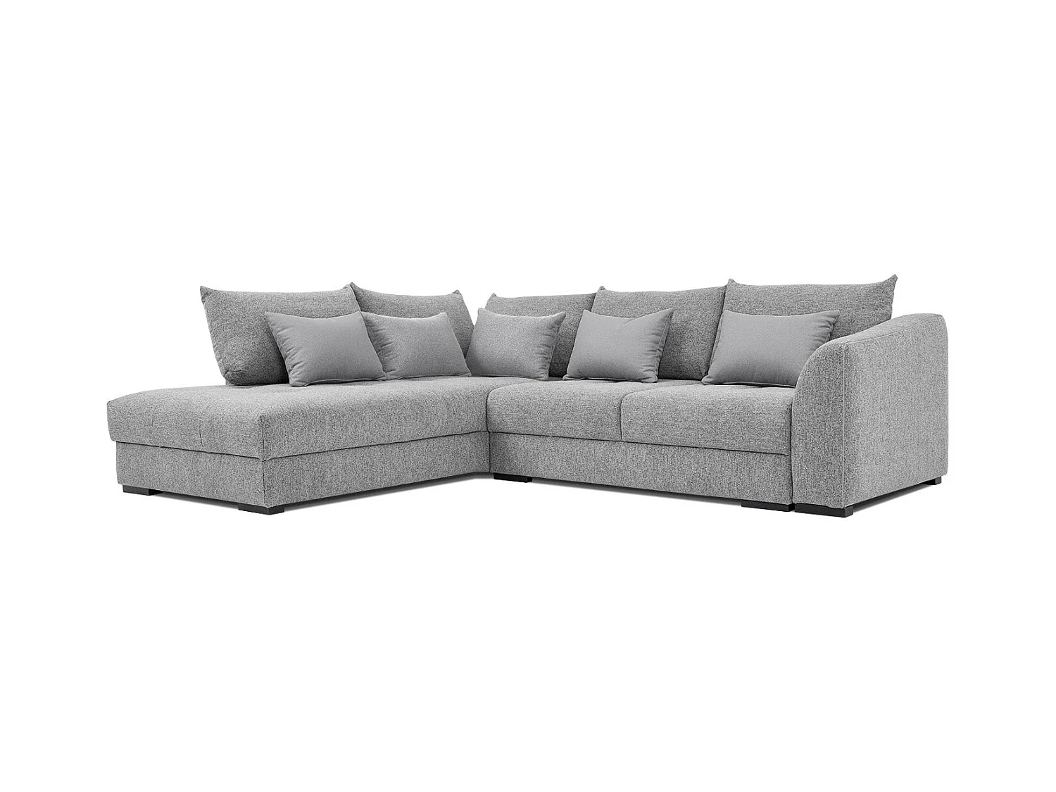 Canapé d'angle gauche 5 places convertible tissu gris moyen - Elbe