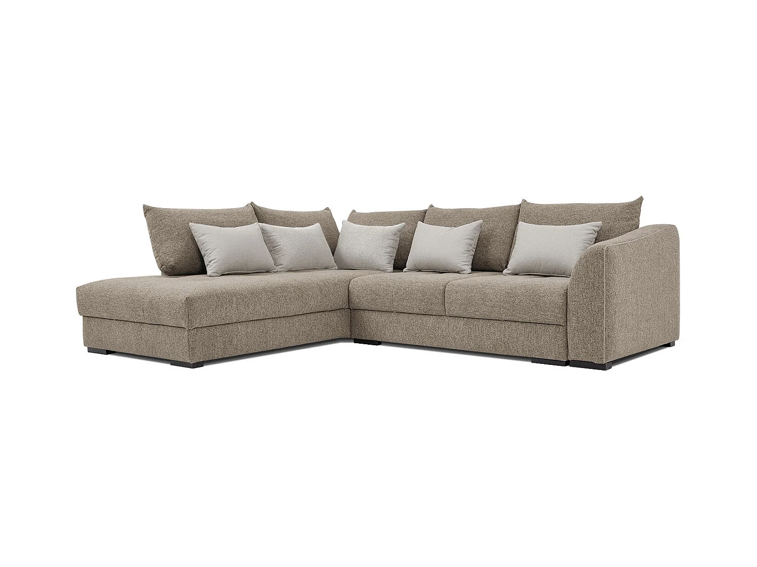 Canapé d'angle gauche 5 places convertible tissu marron clair - Elbe