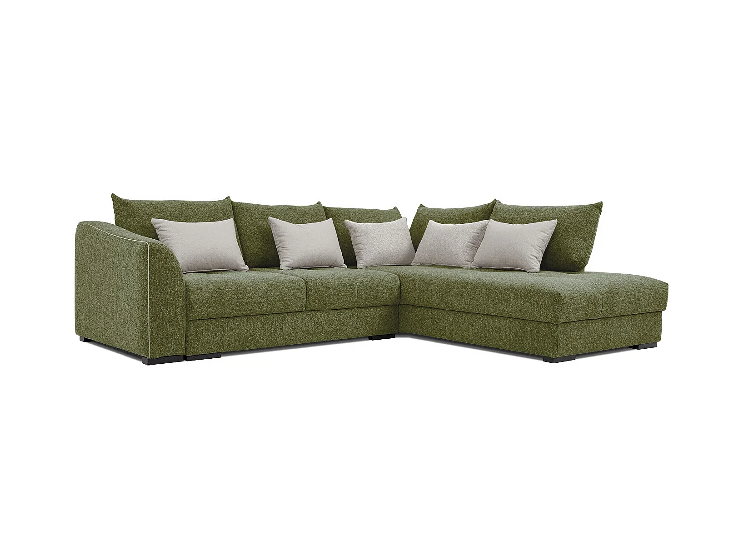 Canapé d'angle droit 5 places convertible tissu vert foncé - Elbe