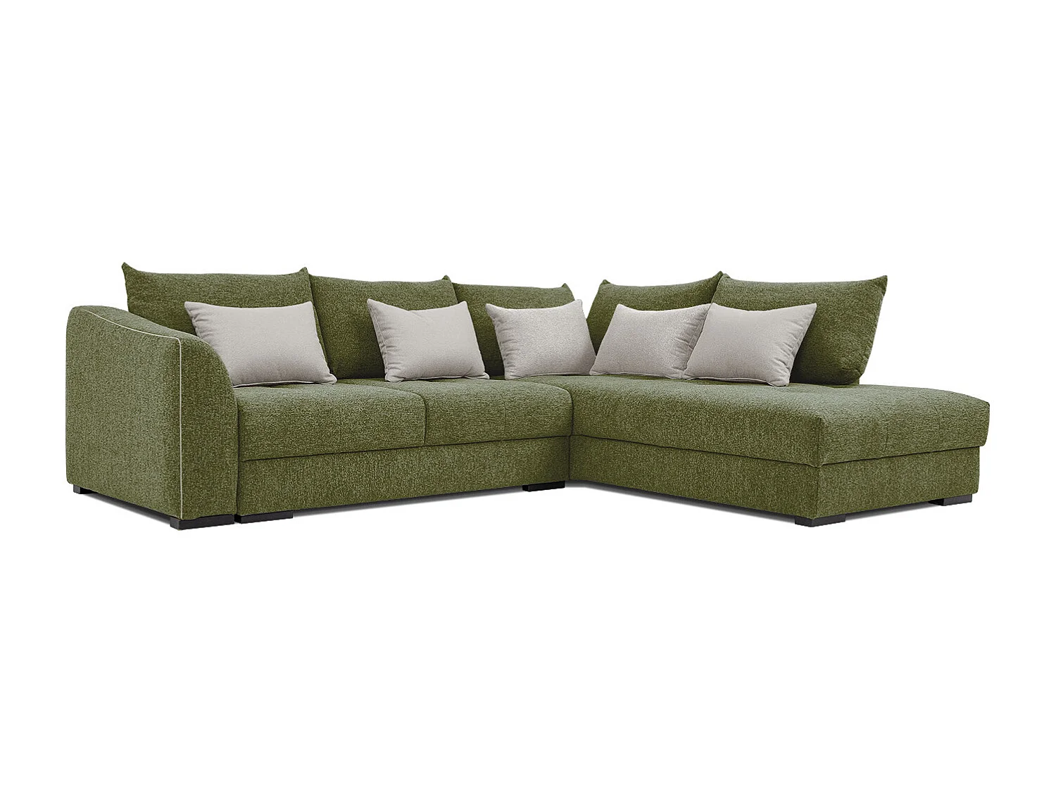 Canapé d'angle droit 5 places convertible tissu vert foncé - Elbe