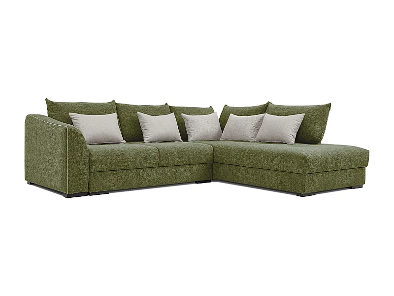 Canapé d'angle droit 5 places convertible tissu vert foncé - Elbe