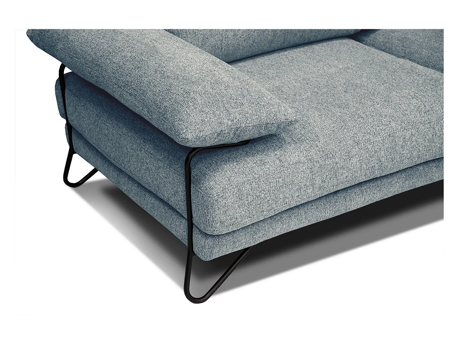 Canapé d'angle droit 5 places tissu vert de mer - Lori