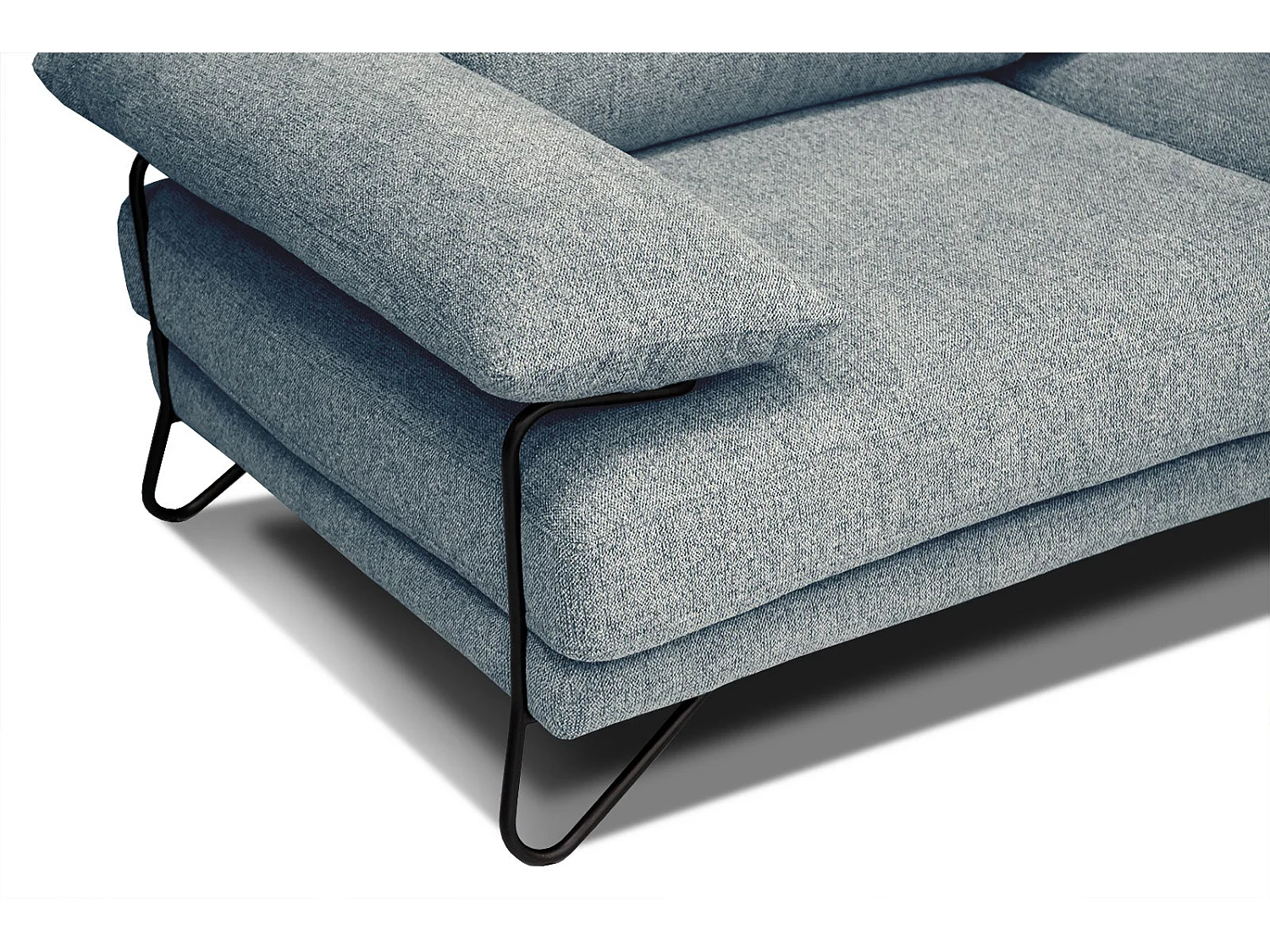 Canapé d'angle droit 5 places tissu vert de mer - Lori