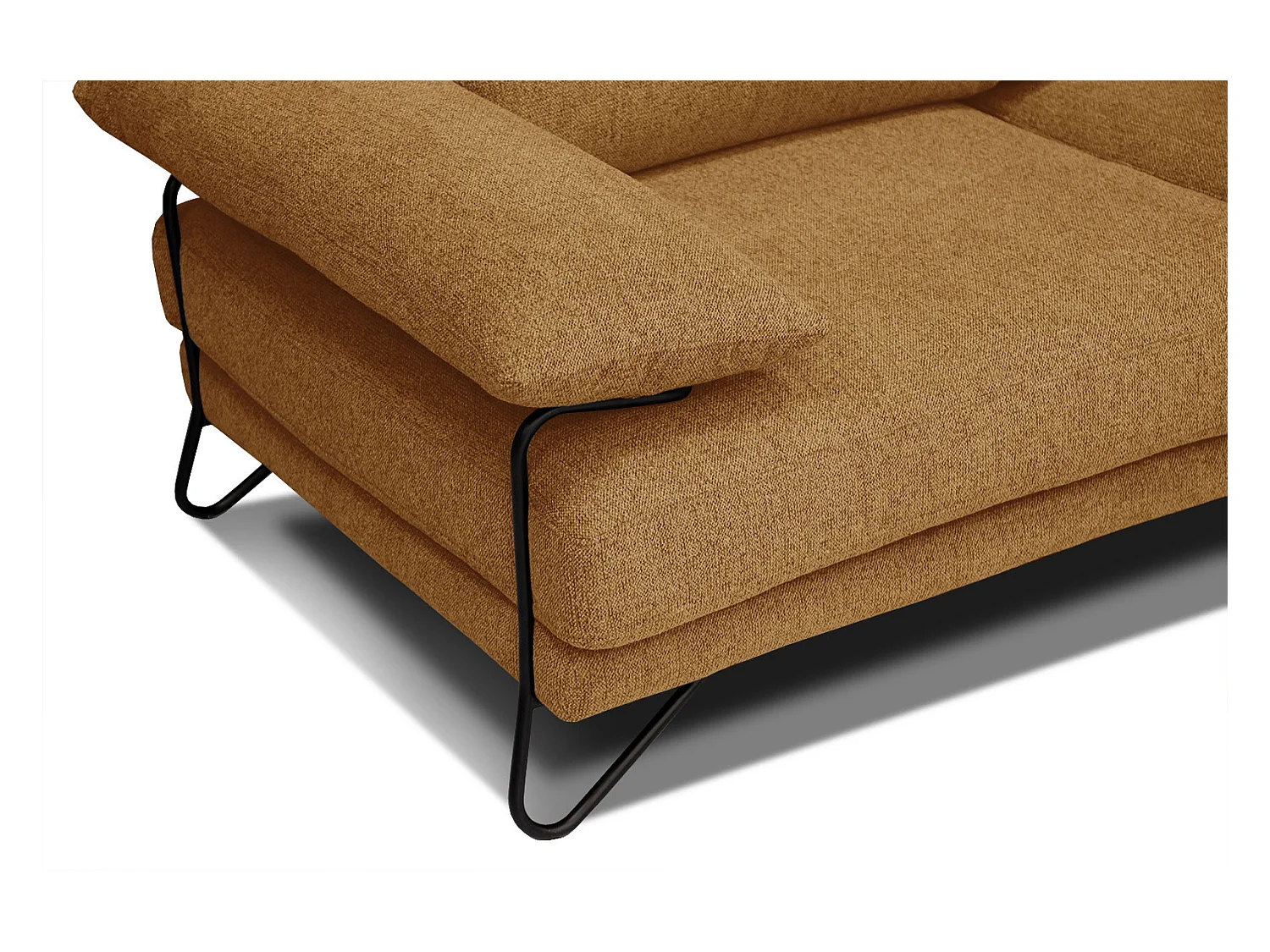 Canapé d'angle droit 5 places tissu orange - Lori