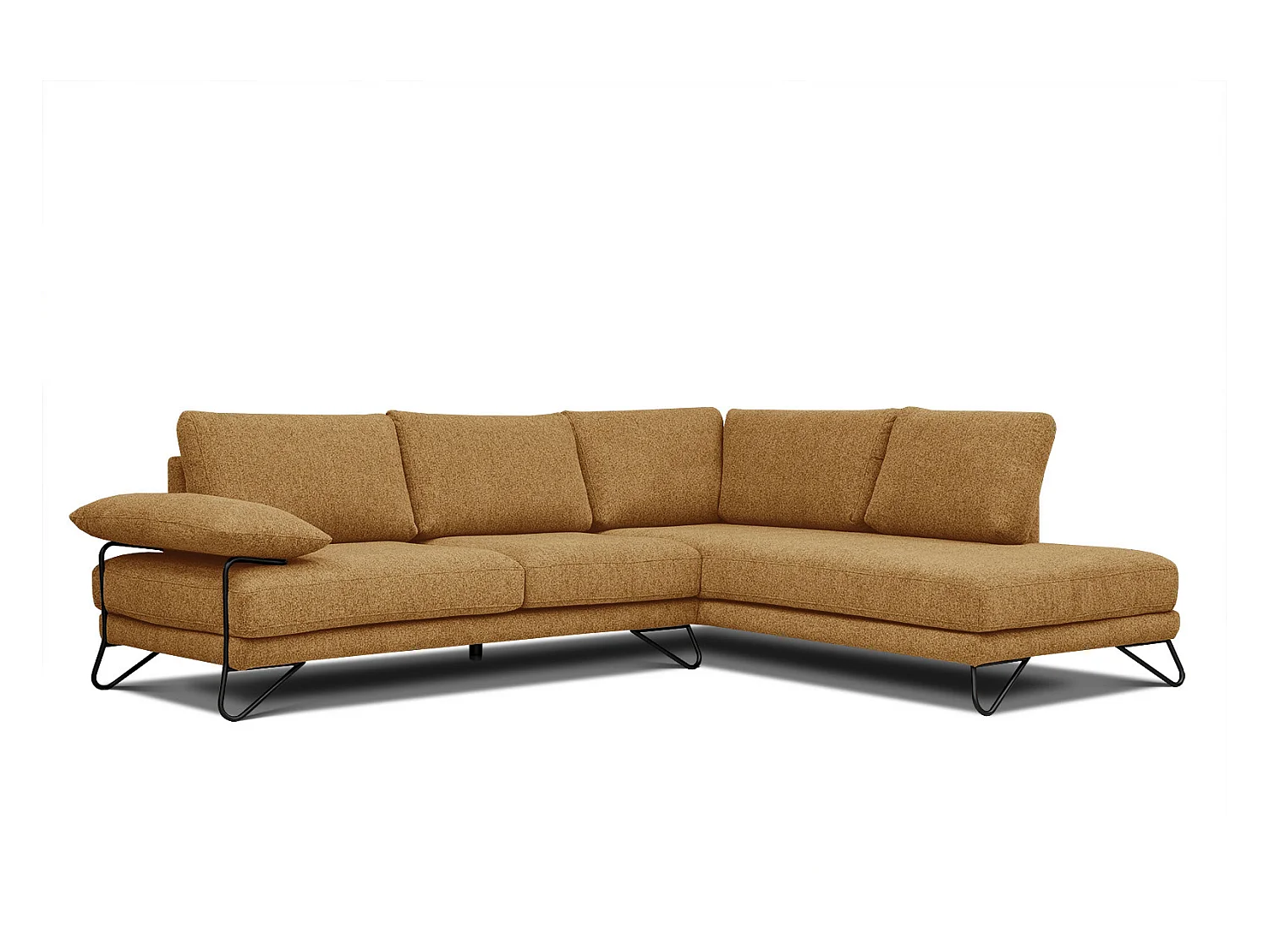 Canapé d'angle droit 5 places tissu orange - Lori