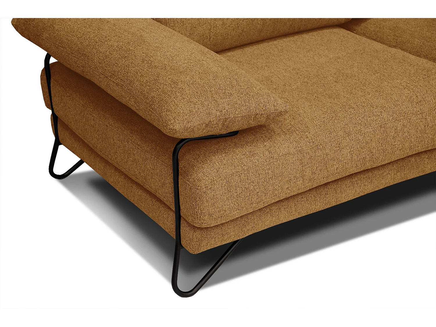 Canapé d'angle droit 5 places tissu orange - Lori