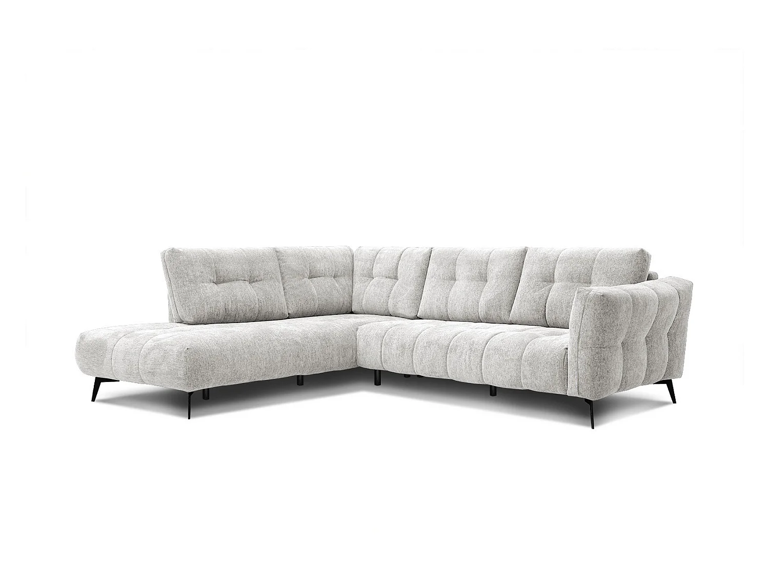 Canapé d'angle gauche 5 places tissu écru