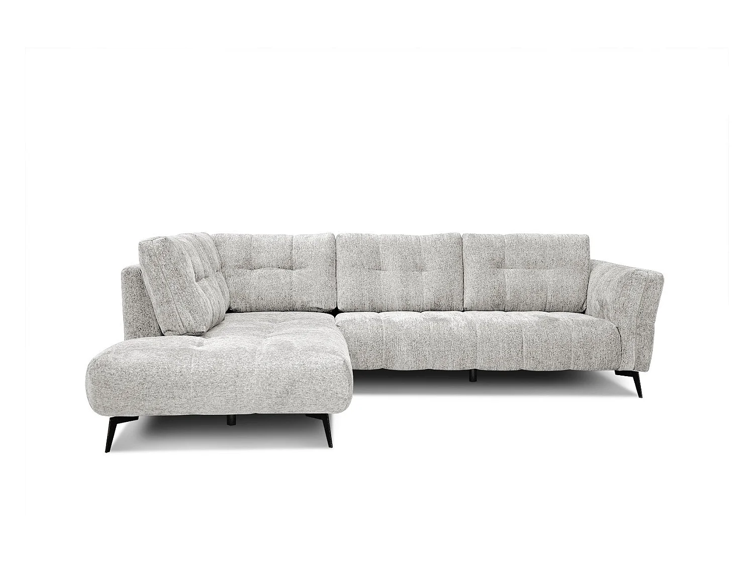 Canapé d'angle gauche 5 places tissu écru