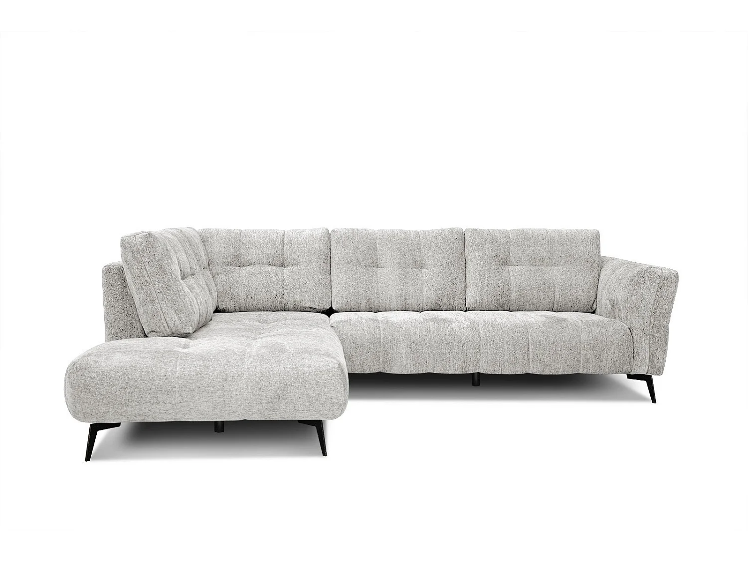 Canapé d'angle gauche 5 places tissu écru