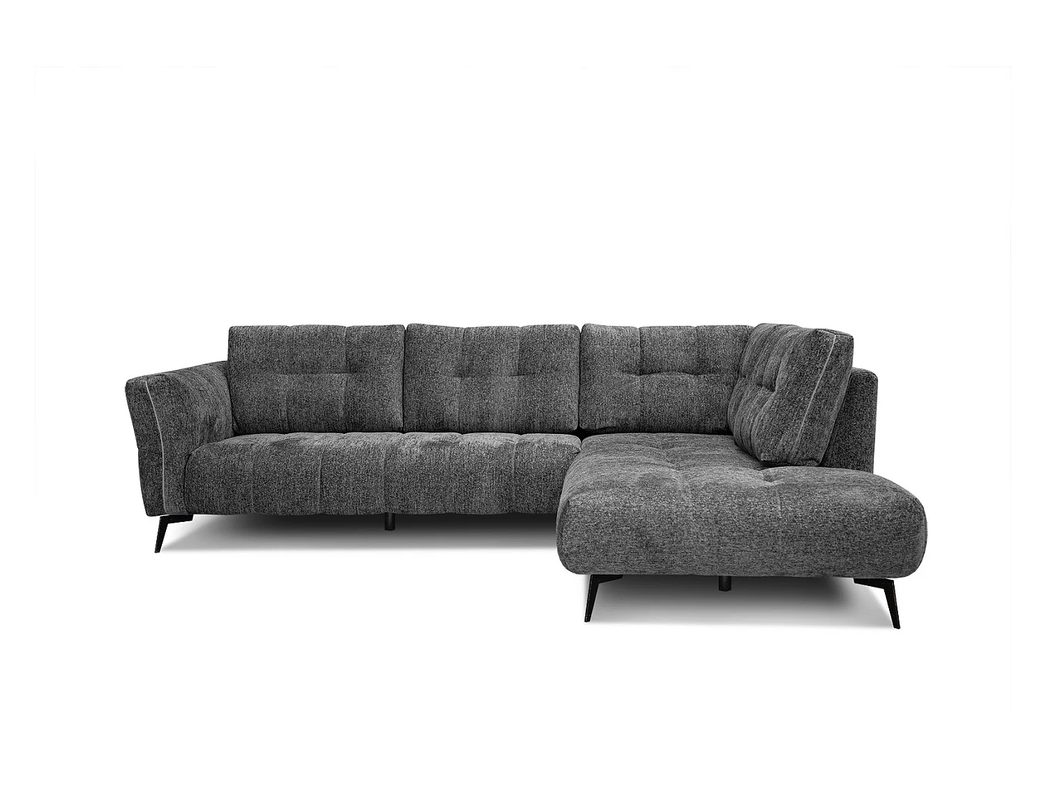 Canapé d'angle droit 5 places tissu gris foncé