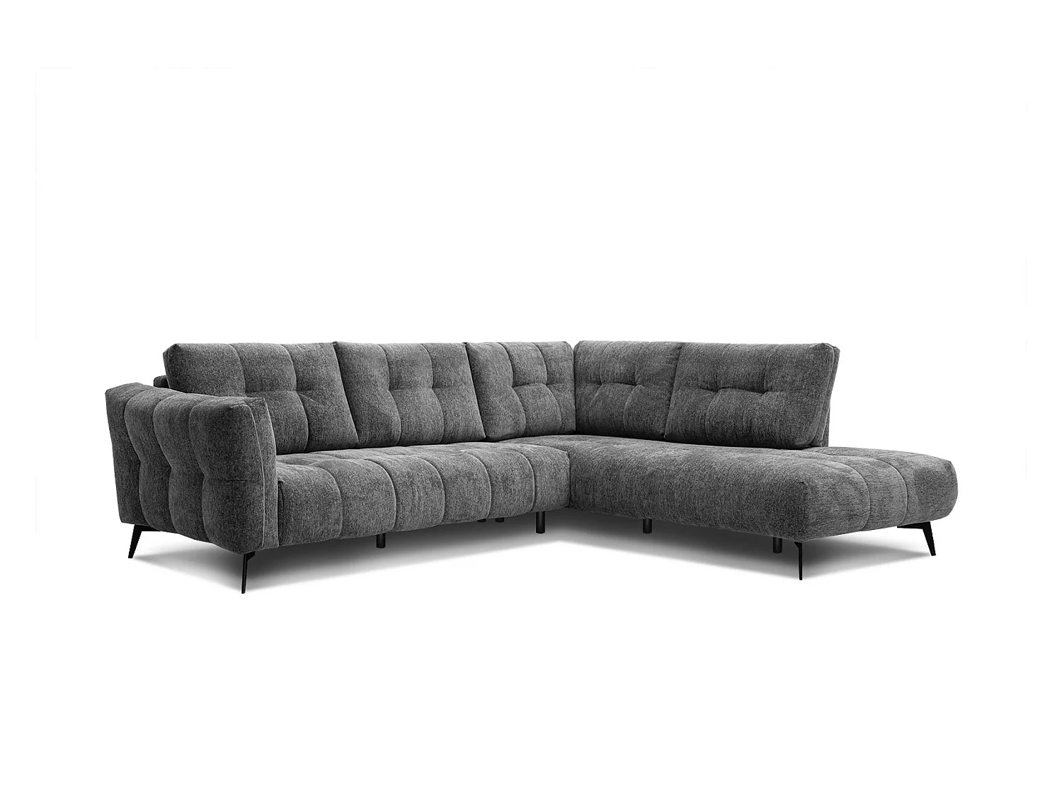 Canapé d'angle droit 5 places tissu gris foncé