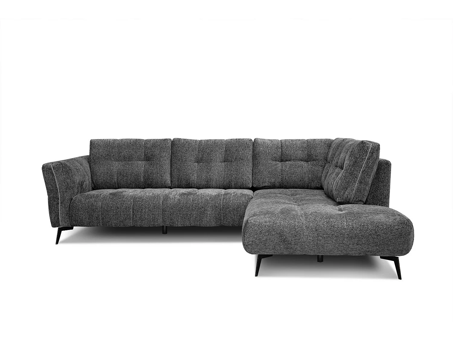 Canapé d'angle droit 5 places tissu gris foncé