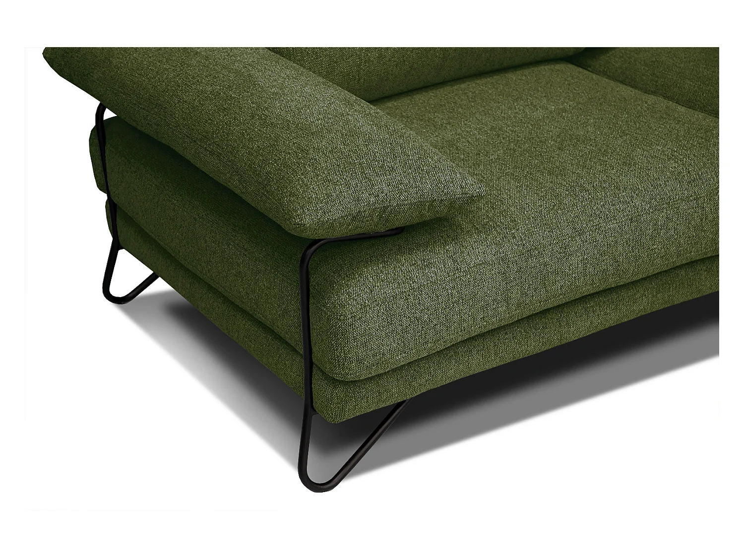 Canapé d'angle droit 5 places tissu vert foncé - Lori