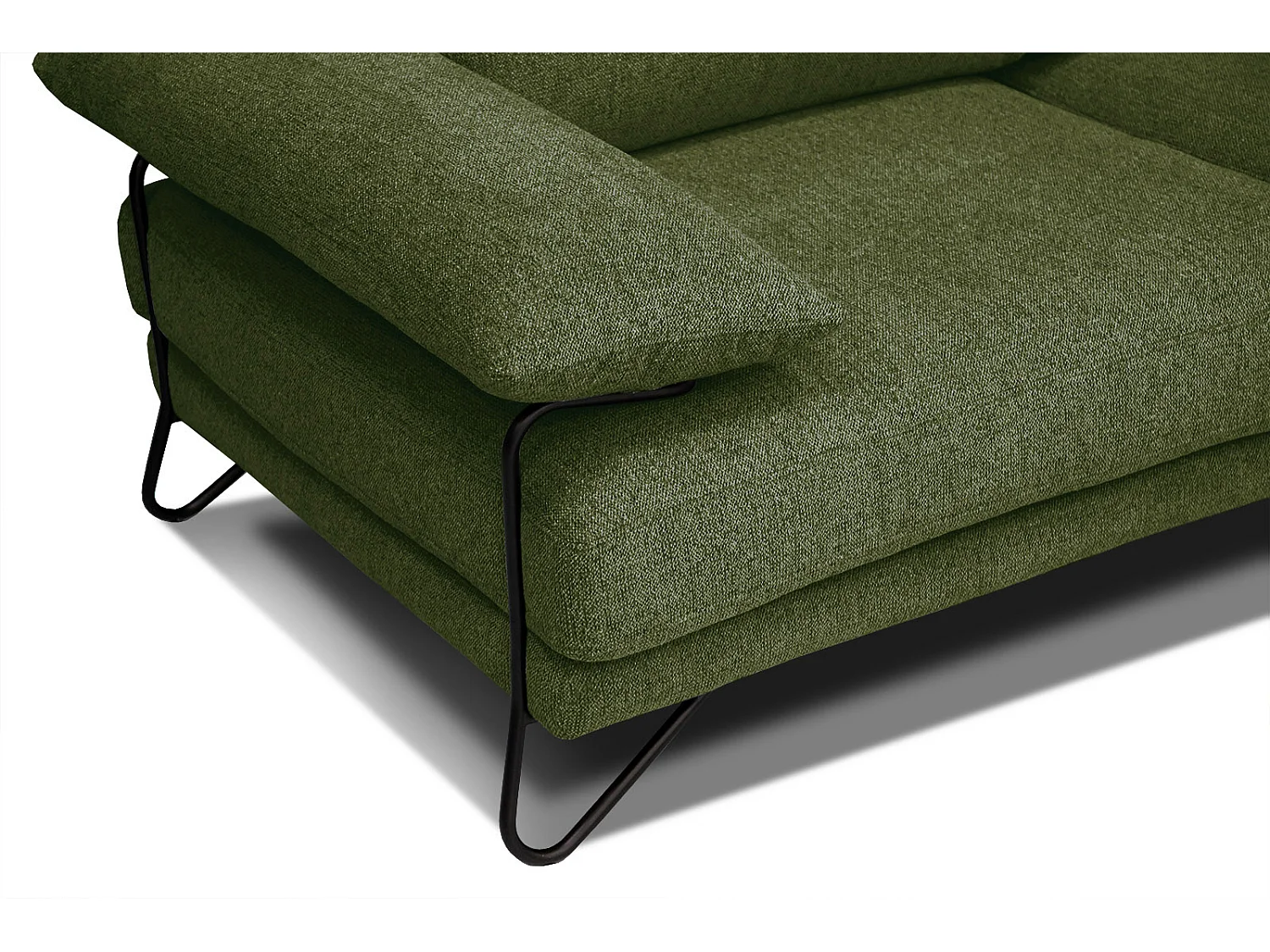 Canapé d'angle droit 5 places tissu vert foncé - Lori