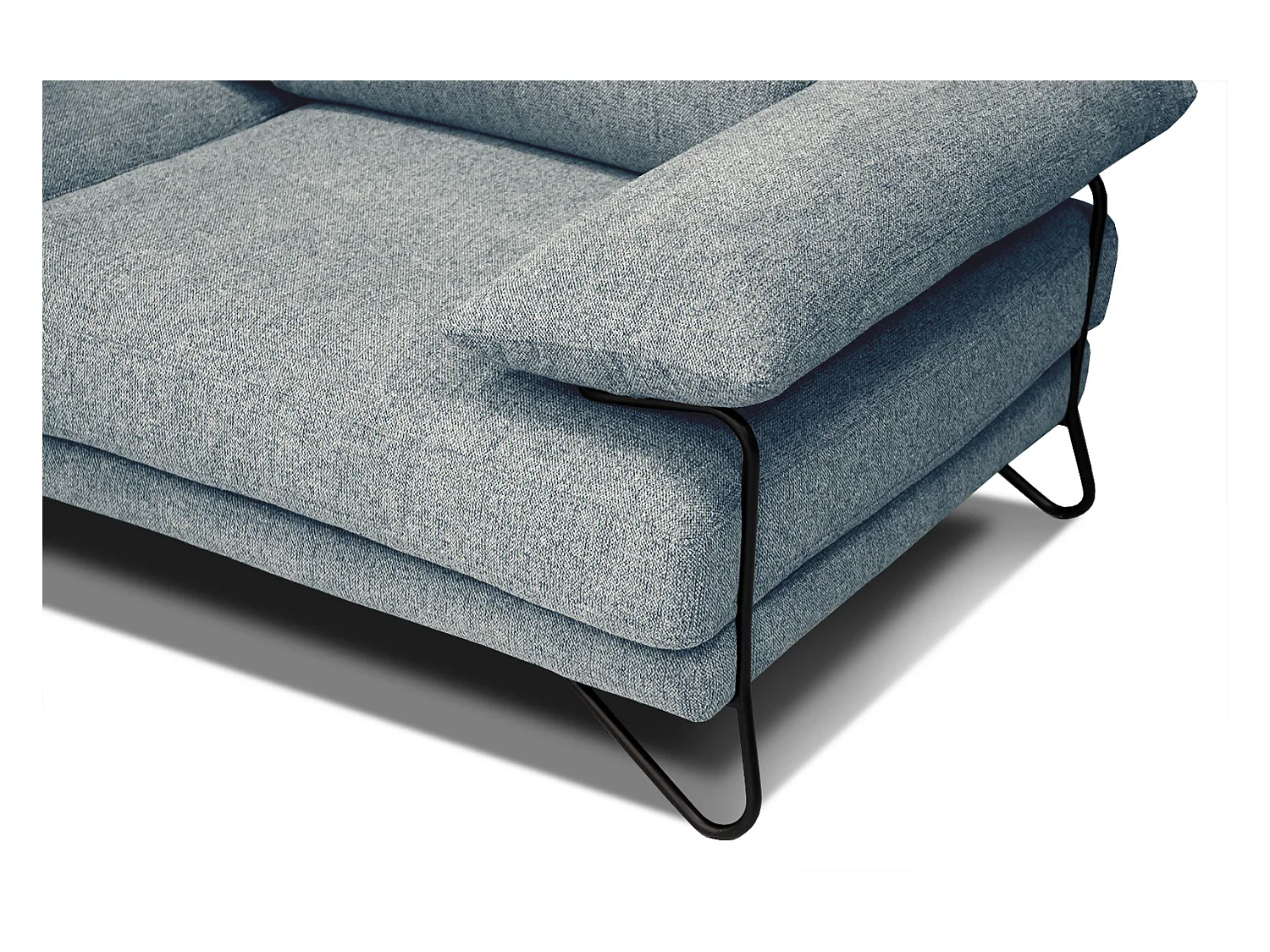 Canapé d'angle gauche 5 places tissu vert de mer - Lori