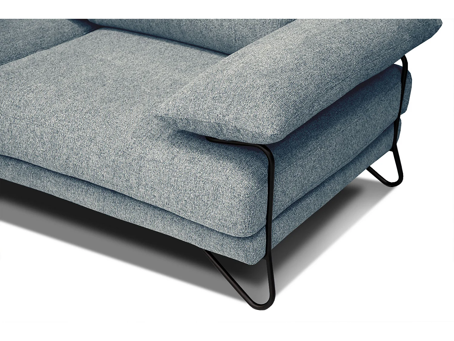 Canapé d'angle gauche 5 places tissu vert de mer - Lori