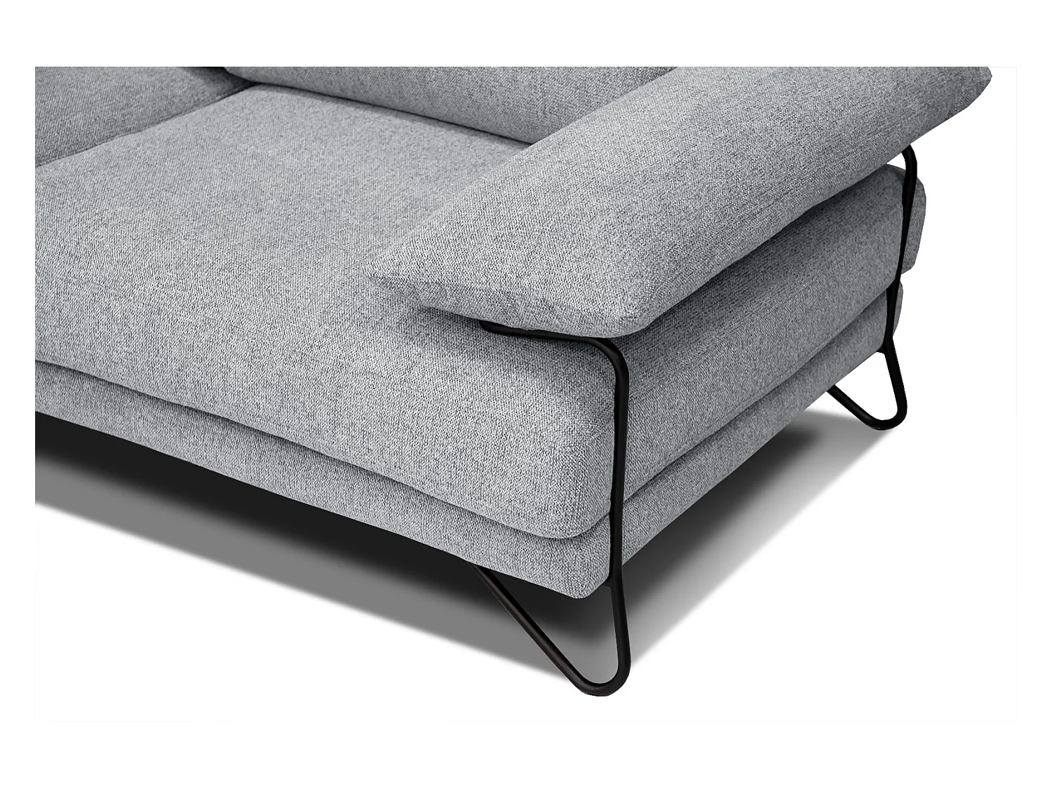 Canapé d'angle gauche 5 places tissu gris clair - Lori