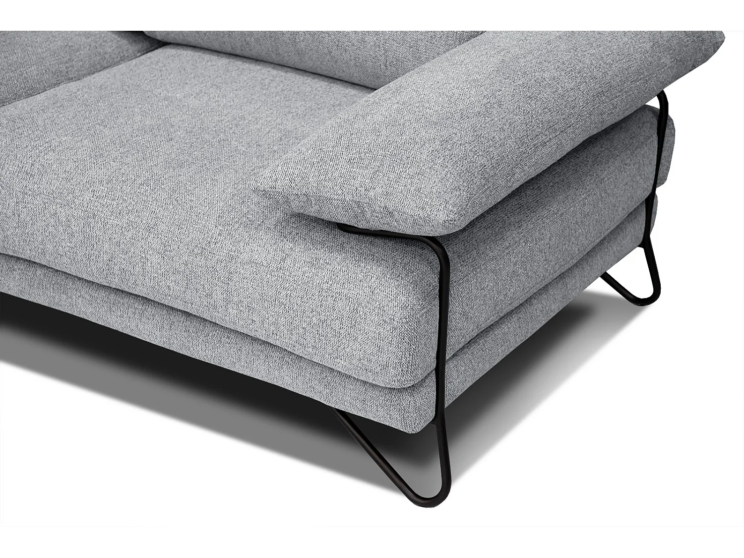 Canapé d'angle gauche 5 places tissu gris clair - Lori