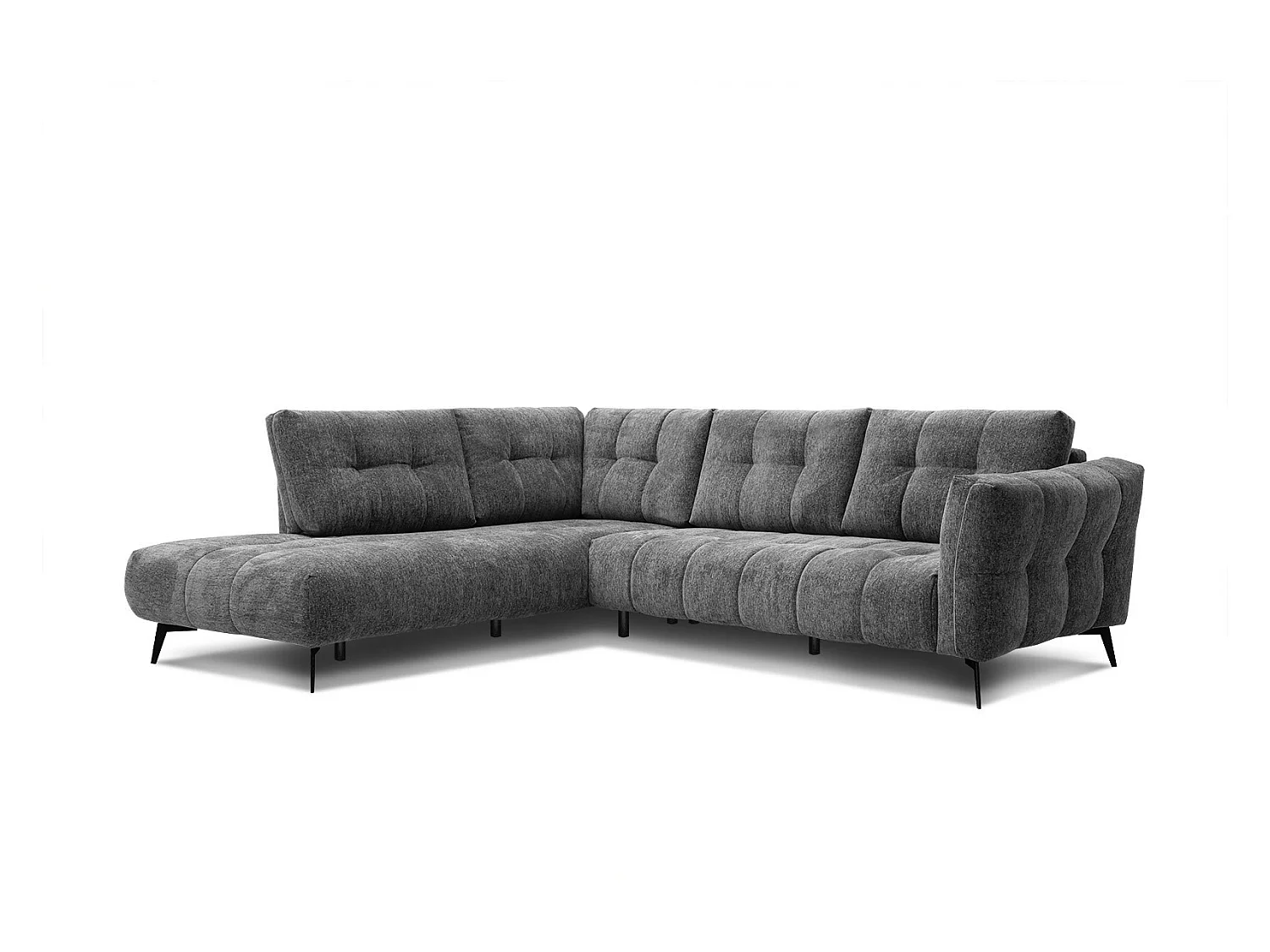 Canapé d'angle gauche 5 places tissu gris foncé