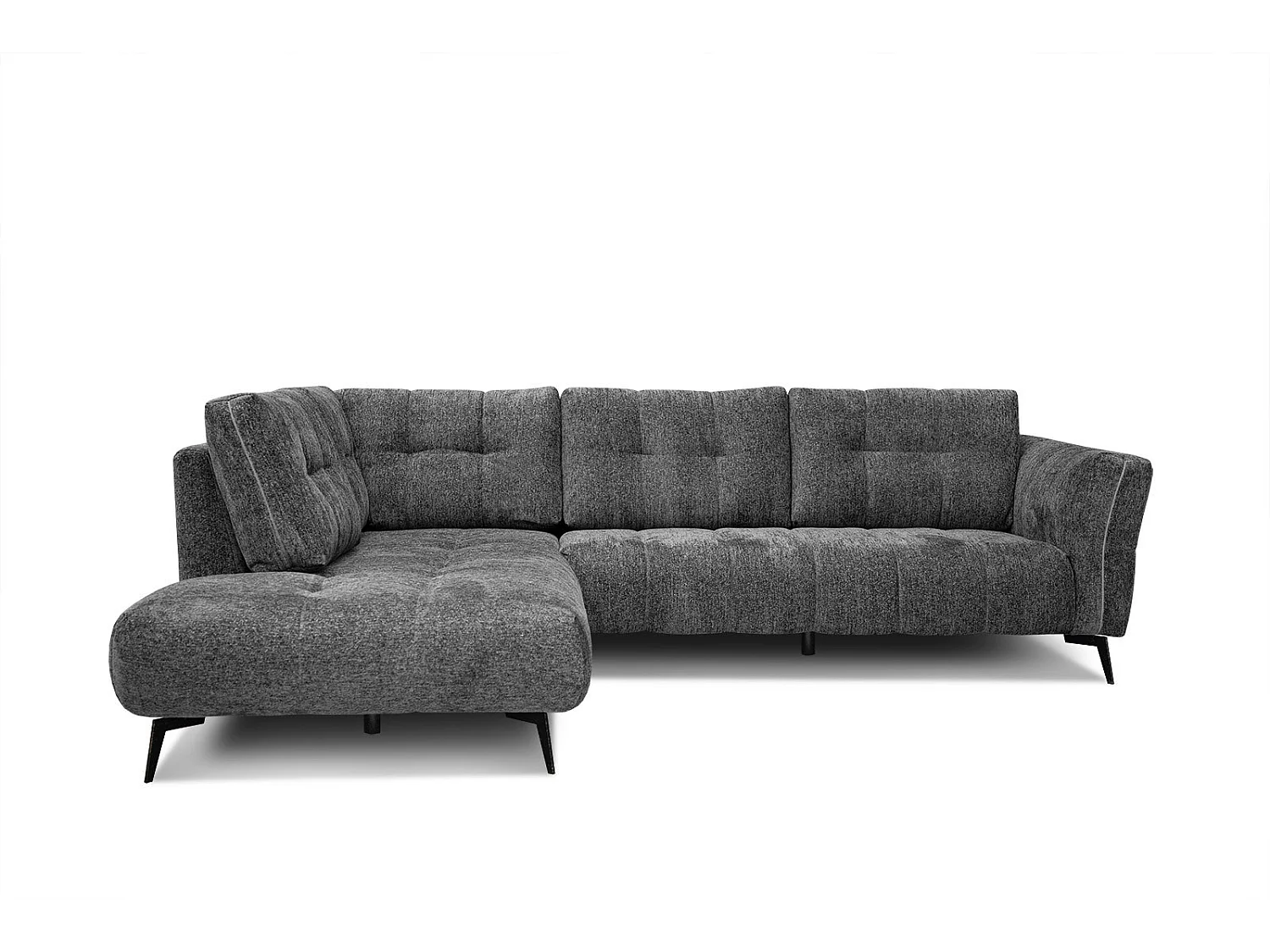 Canapé d'angle gauche 5 places tissu gris foncé