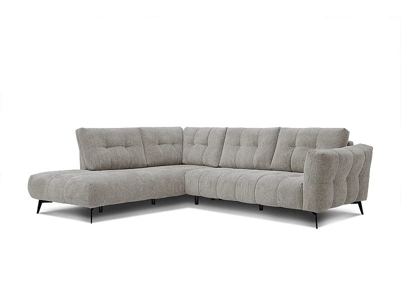 Canapé d'angle gauche 5 places tissu beige foncé