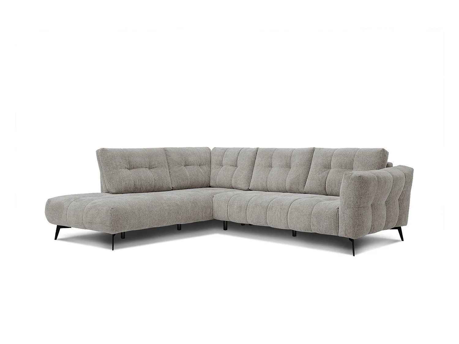 Canapé d'angle gauche 5 places tissu beige foncé
