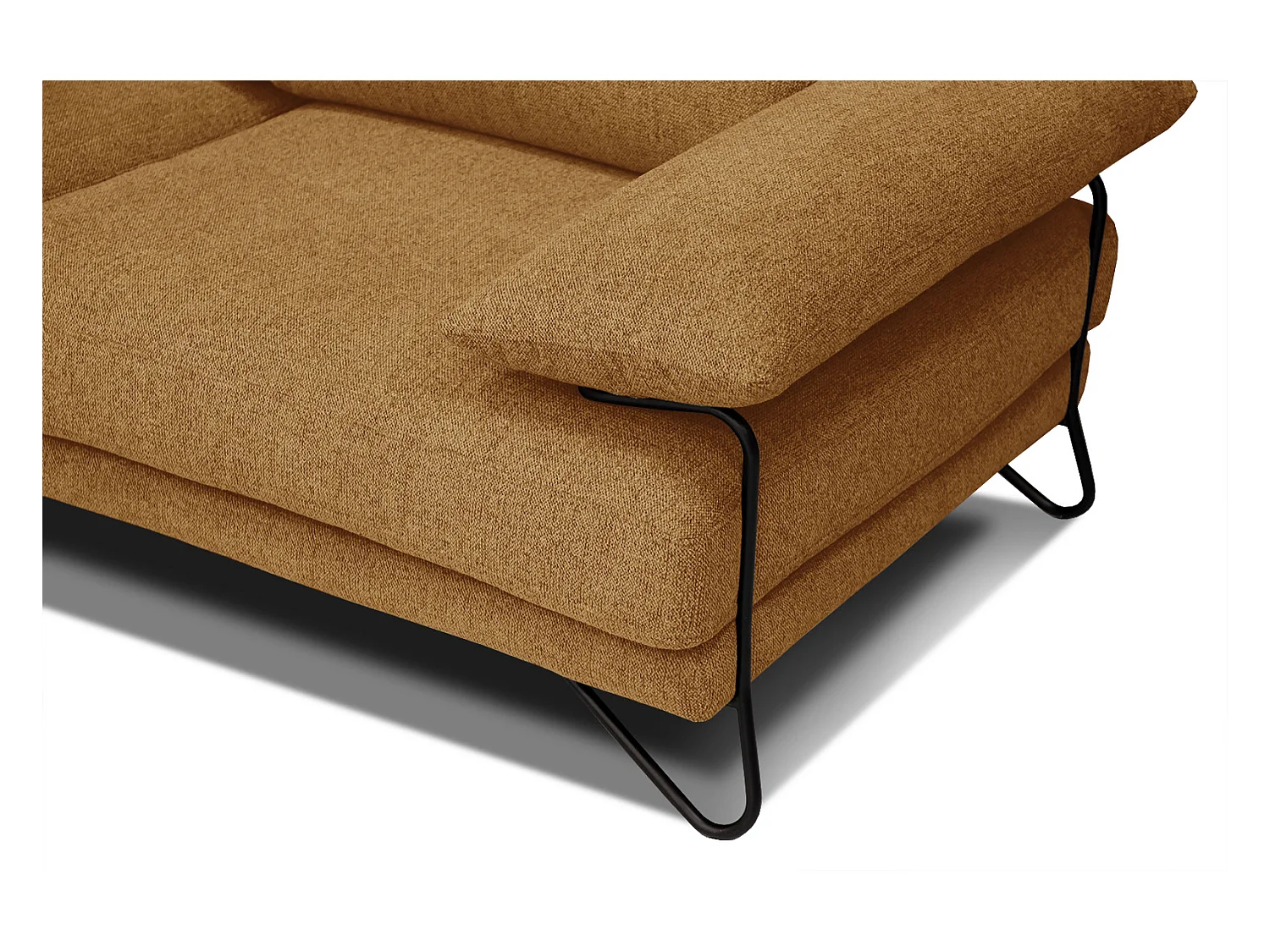 Canapé d'angle gauche 5 places tissu orange - Lori