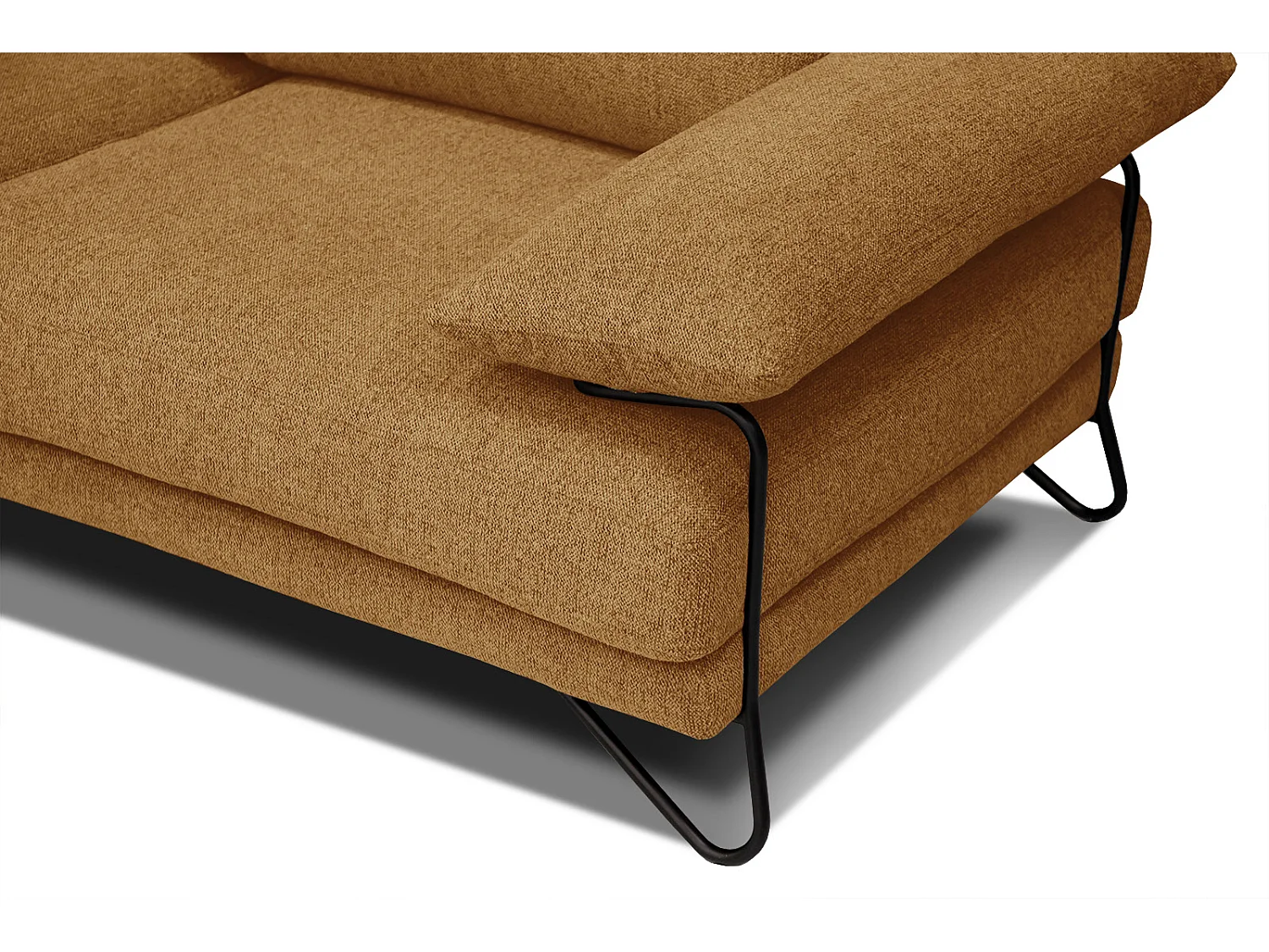 Canapé d'angle gauche 5 places tissu orange - Lori