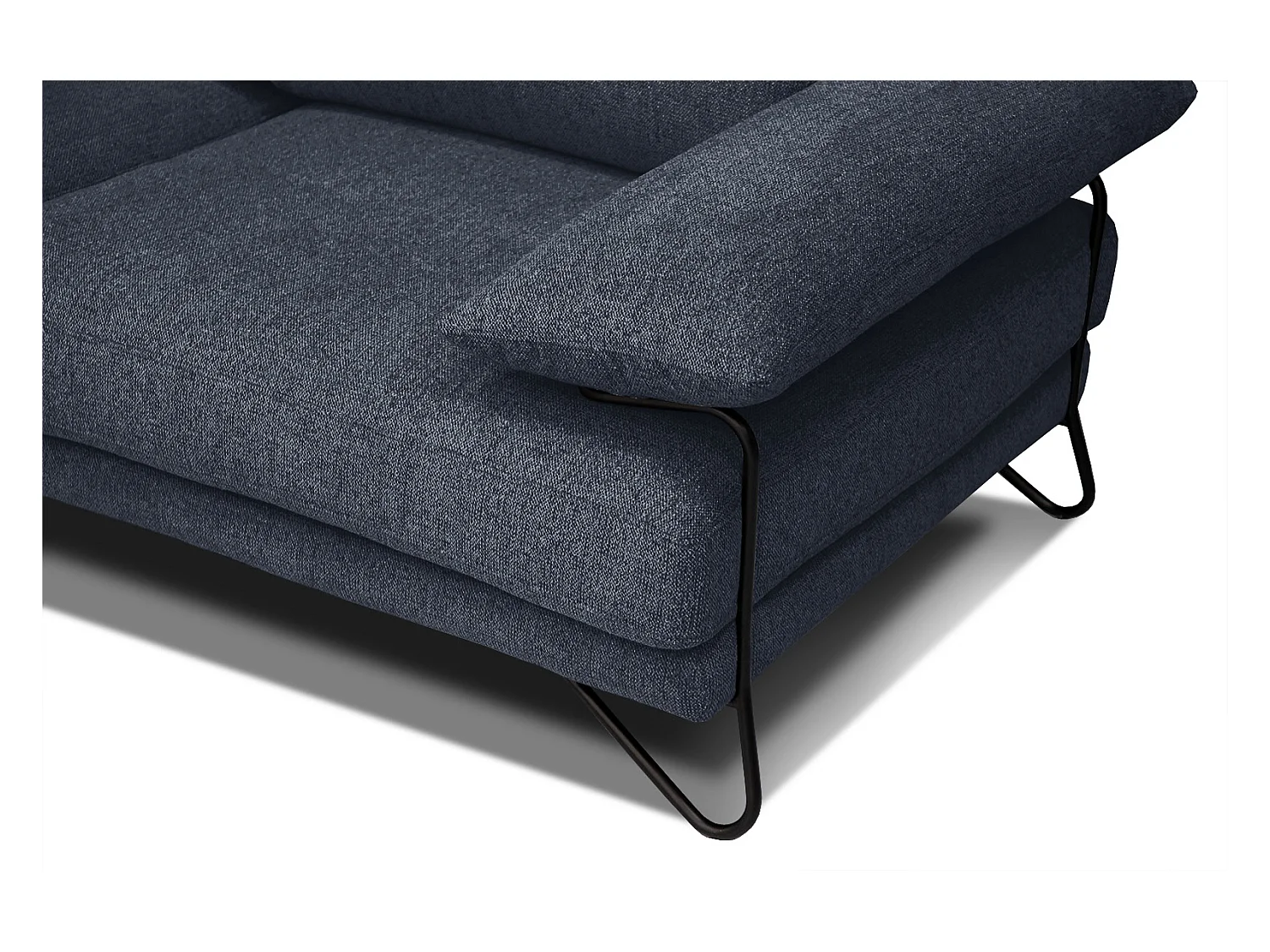 Canapé d'angle gauche 5 places tissu bleu - Lori