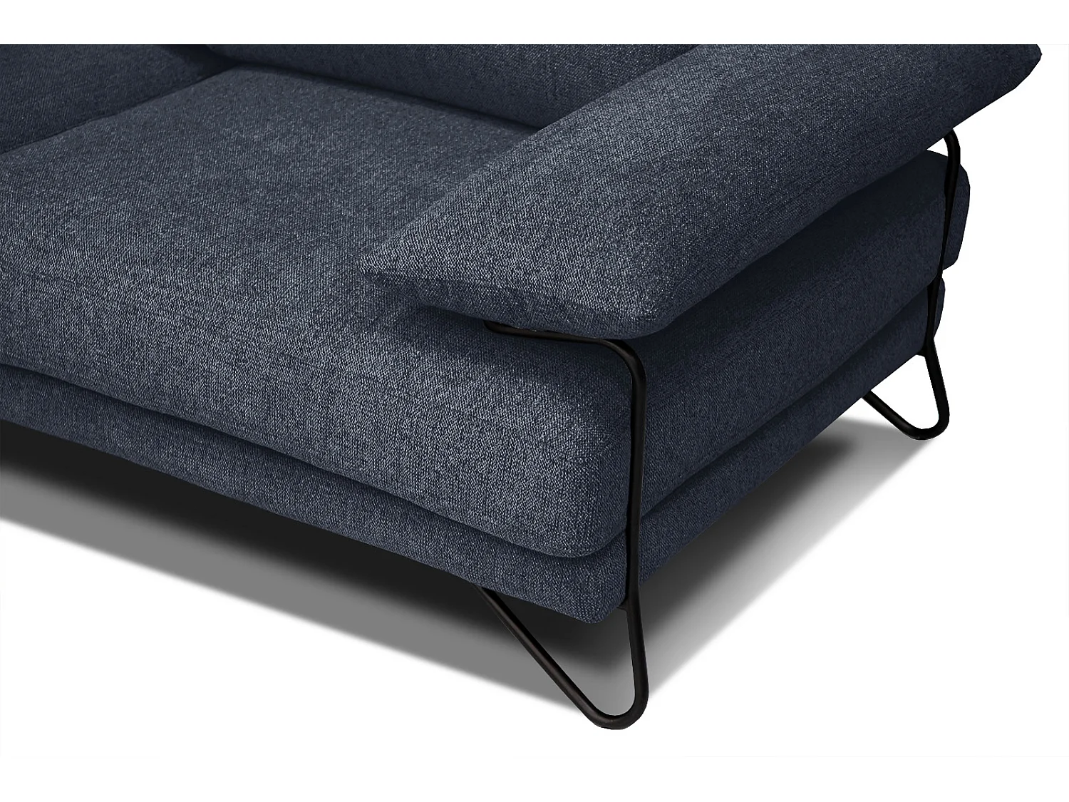 Canapé d'angle gauche 5 places tissu bleu - Lori