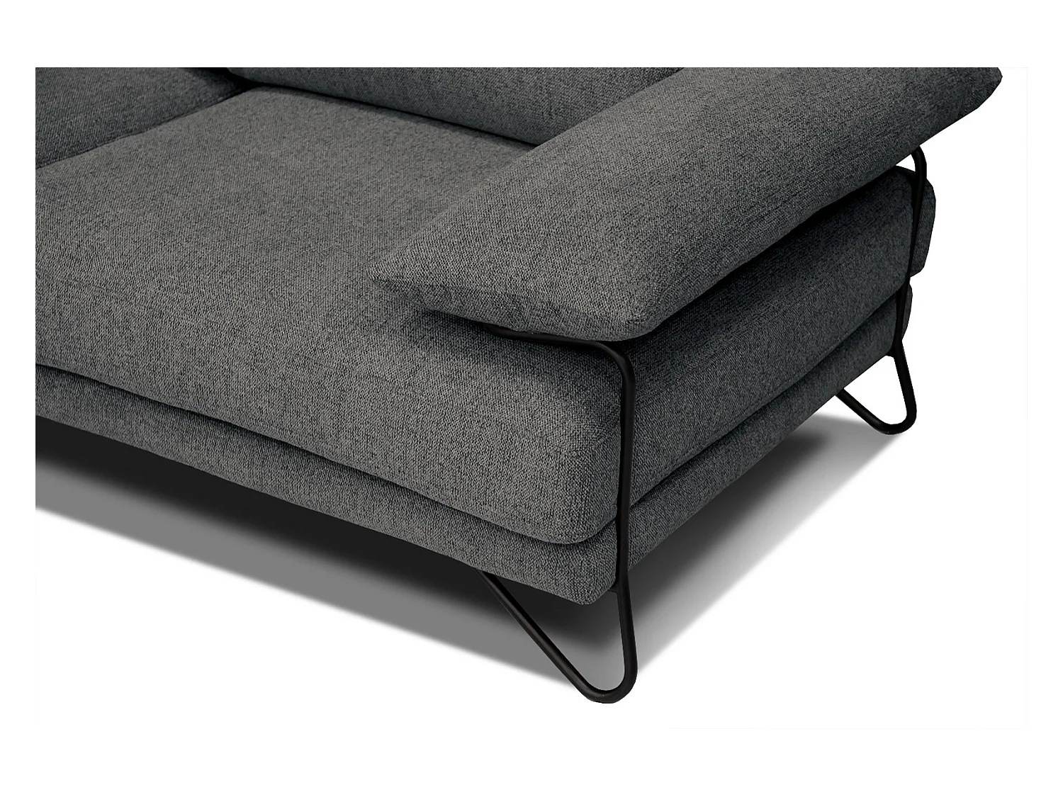 Canapé d'angle gauche 5 places tissu gris - Lori