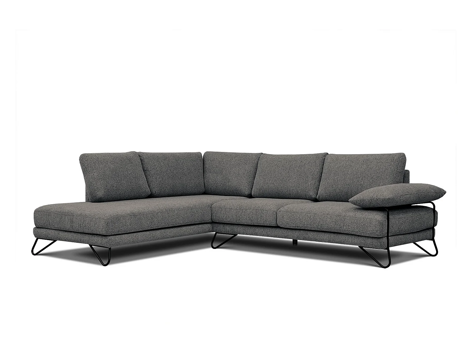 Canapé d'angle gauche 5 places tissu gris - Lori