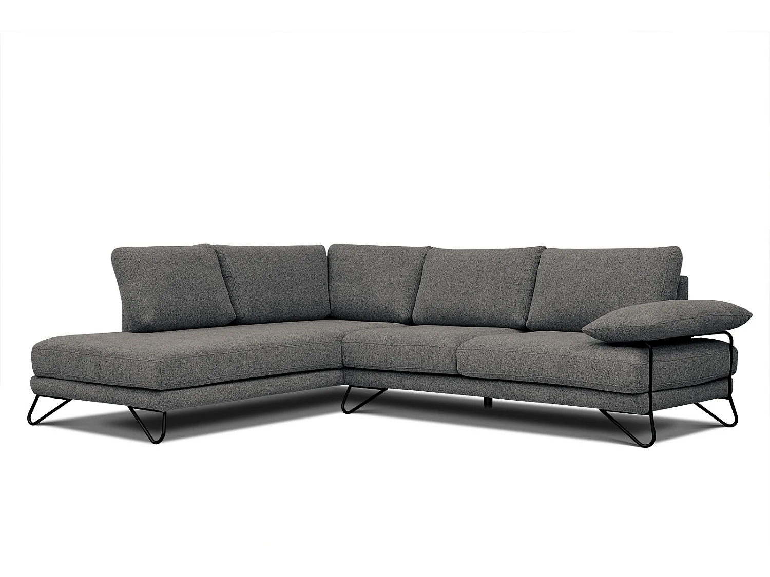 Canapé d'angle gauche 5 places tissu gris - Lori