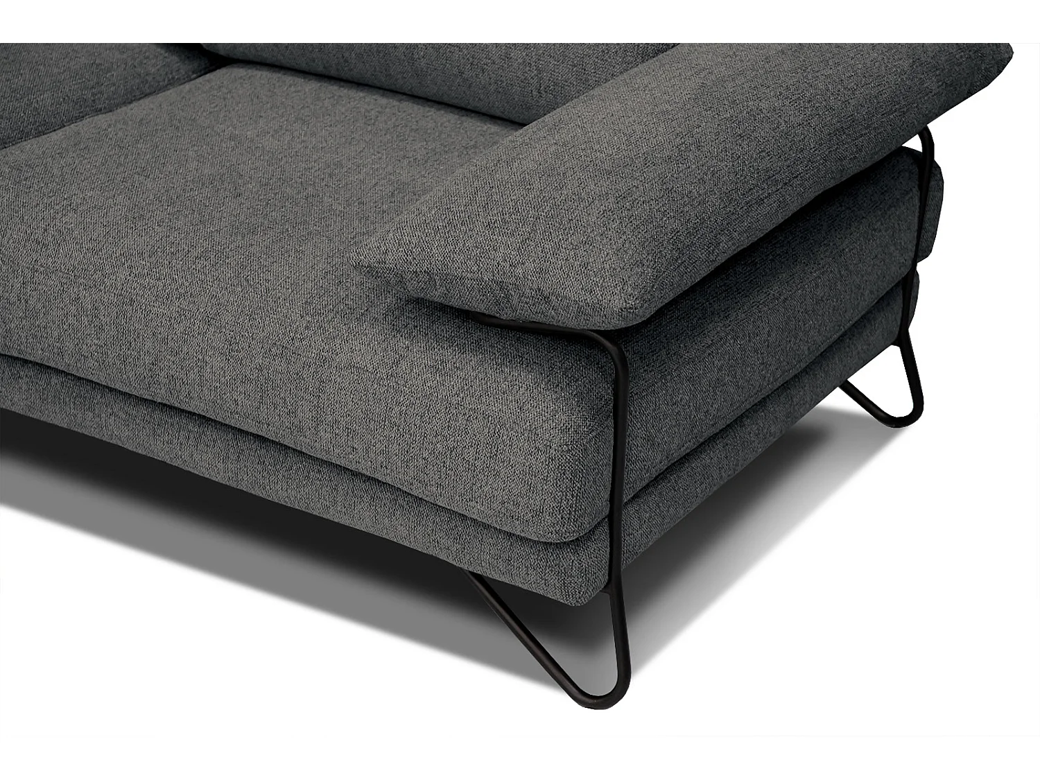 Canapé d'angle gauche 5 places tissu gris - Lori