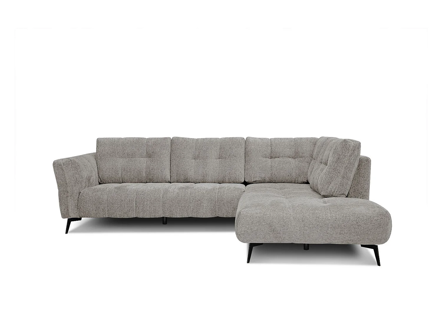 Canapé d'angle droit 5 places tissu beige foncé