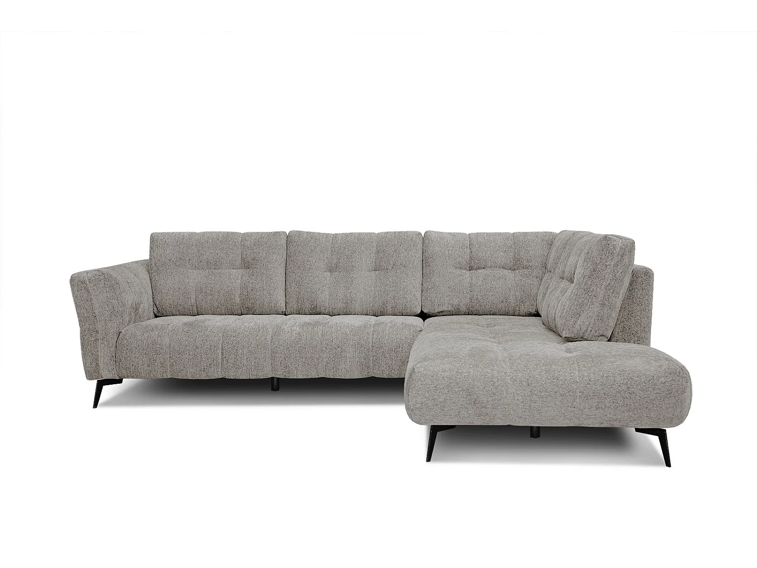 Canapé d'angle droit 5 places tissu beige foncé