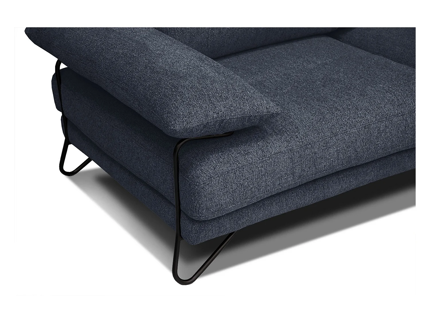 Canapé d'angle droit 5 places tissu bleu - Lori