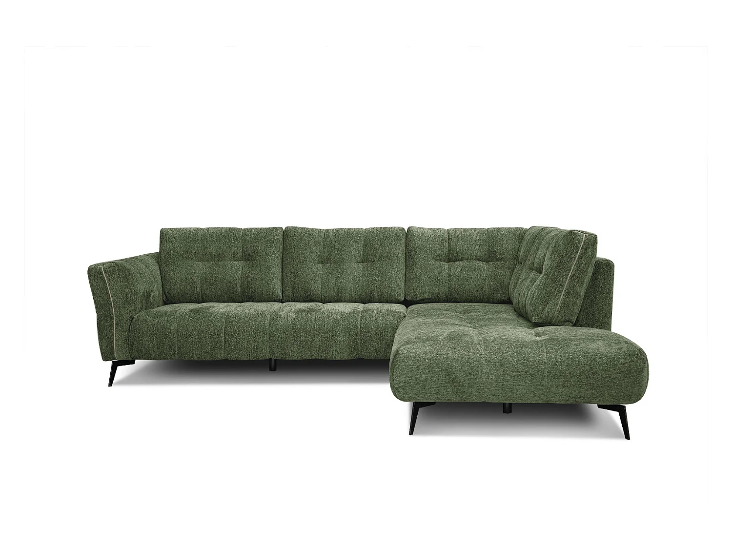 Canapé d'angle droit 5 places tissu vert