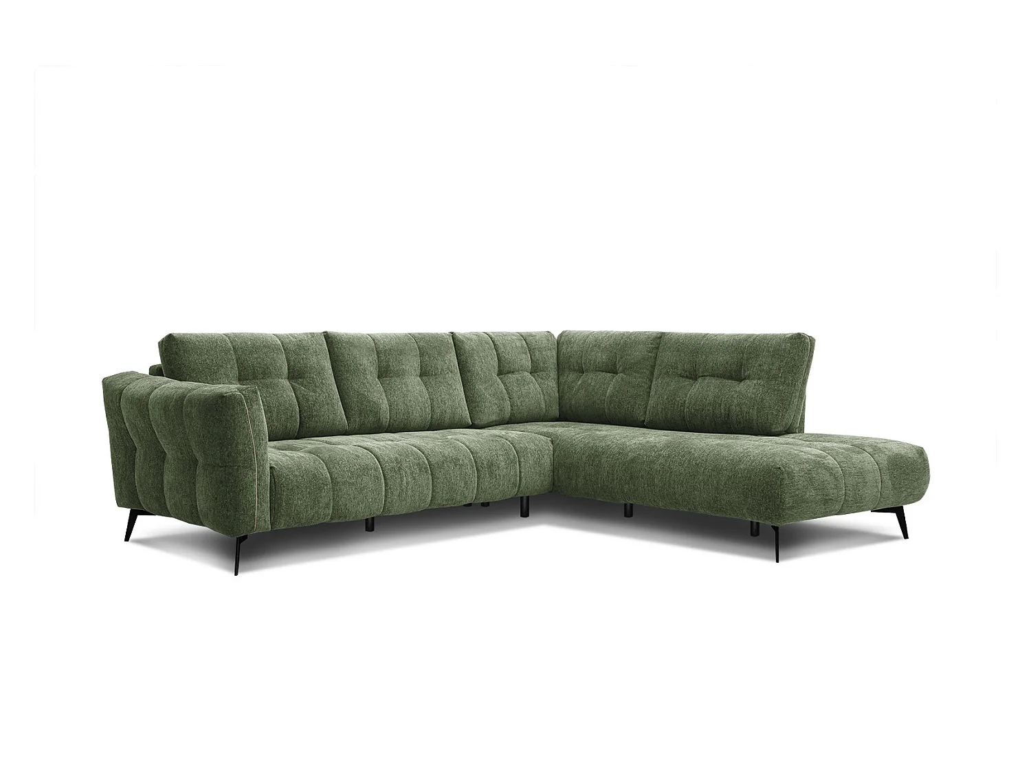 Canapé d'angle droit 5 places tissu vert
